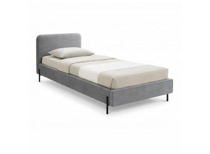Graues Einzelbett 90 x 200 cm Bettrahmen mit Stoffbezug Moderne Betten
