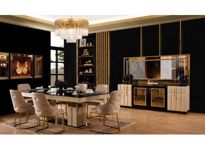 Esszimmer Set Esstisch 6x Stühle Konsole Beigе Moderner Stil Schick
