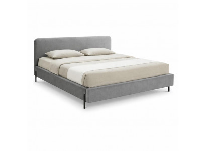 Graues Doppelbett 200 x 200 Bett mit Stoffbezug Moderne Betten