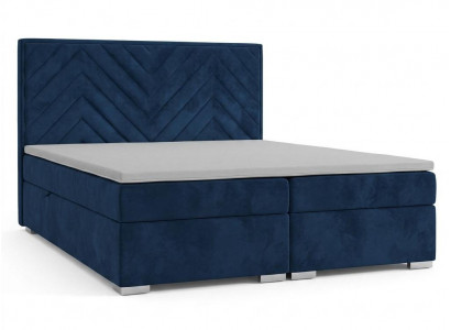 Blaues Bett 140 x 200  Bett mit Kopfteil mit Stoffbezug Bett mit Stauraum