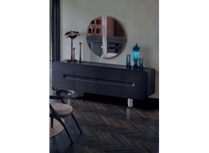 Esszimmer Set Sideboard Spiegel Dunkel Marmor Design Luxus