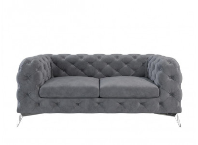 Graues gestepptes 2,5-Sitzer-Sofa klassisches Sofa Chesterfield Wohnzimmer
