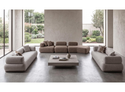 Modulares Beige Sofa Set Eckcouch und Zwei Dreisitzer Komfort Stoff