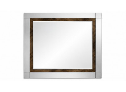 Eleganter Wandspiegel mit modernem Silberrahmen und Bronzeakzenten