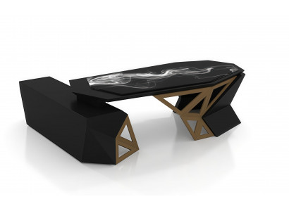 Moderner Design Schreibtisch Schwarz Gold mit Stauraum Modern