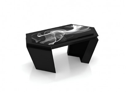 Moderner Couchtisch Schwarz Hochglanz mit Rauchglas Optik