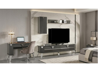 TV Möbel Wohnzimmer Stil modern schwarz Konsole Metall geräumig praktisch