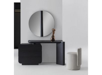 Schminktisch Set Modern Schwarz Stilvoll Spiegel Hocker Kombi Tisch