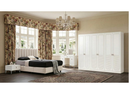 Schlafzimmer-Set Bett Kopfteil Kommode Schrank 2x Nachttische Modern