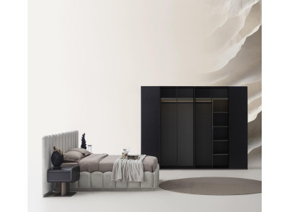 Schlafzimmer Set Modern Schwarz Beige Luxus Bett Schrank Kombi