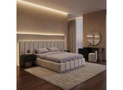 Schlafzimmer Set Modern Beige Schwarz Stilvoll Bett Schminktisch