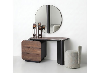 Schminktisch Set Modern Braun Schwarz Elegant Spiegel Hocker Kombi
