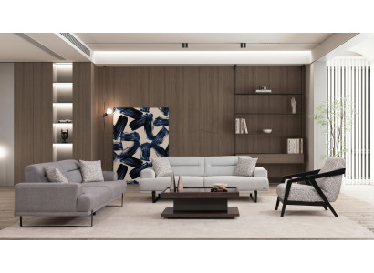 Modernes Designer Sofa Set Sessel Couchtisch Grau Wohnzimmer Komplett