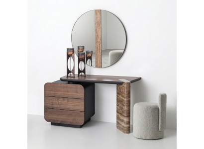 Schminktisch Set Modern Braun Stilvoll Spiegel Hocker Frisiertisch