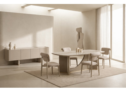 Beiges  Esszimmer set Esstisch Stühle Sideboard Modern Stil Bequem Hochwertig