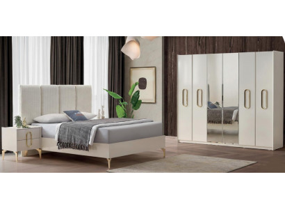 Stylische Schlafzimmer Garnitur Edles Polsterbett Kleiderschrank