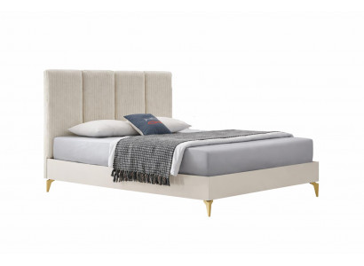 Elegantes Beiges Polsterbett Exklusives Schlafzimmer Doppelbett