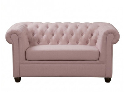 Hellrosa 2-Sitzer-Schlafsofa Gestepptes Stoffsofa Chesterfield Klassischer
