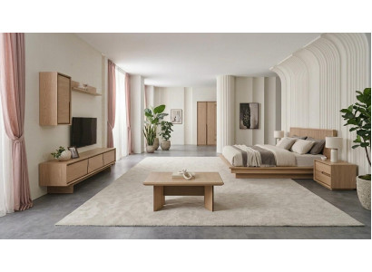Tisch TV board Wandschrank Wandregal Stil modern beige rechteckig bequem