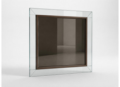 Eleganter Glas Wandspiegel mit braunem Innenrand und Klarglasrahmen