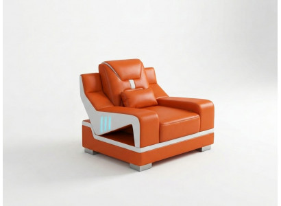 Moderner Sessel Orange LED Luxus Designsessel Lounge Relaxsessel Neu