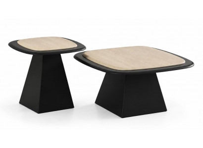 Geometrischer Couchtisch Robust Schwarz Minimalistisch Pyramidenförmig