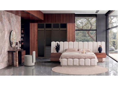 Schlafzimmer Set Modern Braun Beige Luxus Bett Schrank Komplett