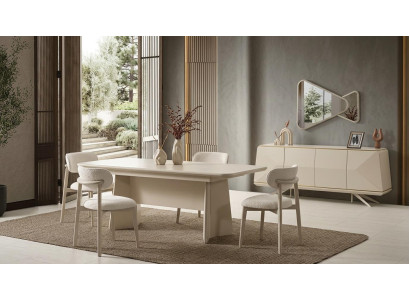 Tisch Konsole Spiegel Wohnzimmer Stil modern beige rechteckig ausziehbar