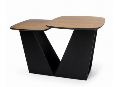 Doppel Couchtisch Modern Schwarz Schlicht Schlicht Kompakt Organisch