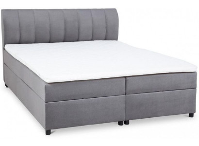 Graues Boxspringbett 140 x 200 Bett mit Matratze Stauraum Topper Schlafzimmer