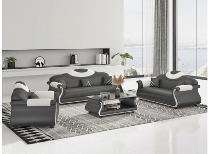 Modern Sofa Set 3-Sitzer 2-Sitzer Sessel Schwarz Weiß Sofa Design