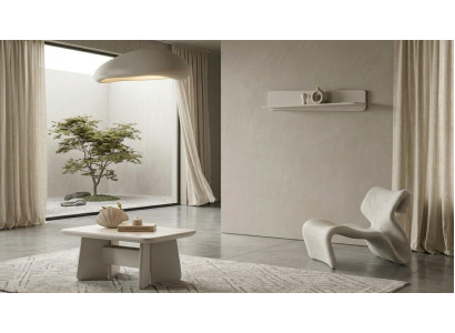 Tisch Wandregal Stil modern beige Rechteckig Wohnzimmer praktisch