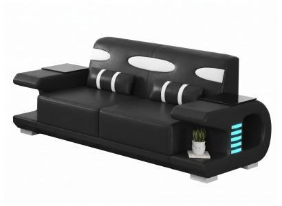 Elegantes 2-Sitzer Sofa Schwarz Weiß Modern Wohnzimmer Couch Design
