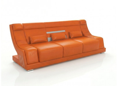 Leder 3-Sitzer Sofa Modern Orange Design LED Polstersofa Wohnzimmer