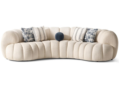 4-Sitzer Sofa Geschwungen Beige Wohnzimmer Stoffbezug bequem