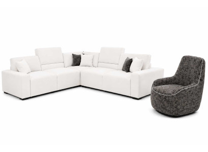 Polstermöbel Eleganter  Ecksofa L-Form mit Sessel Italienischer Wohnzimmer