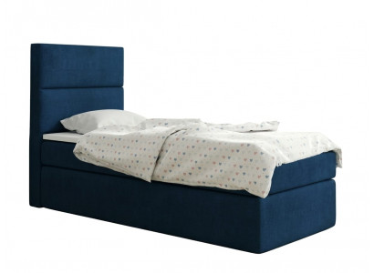 Blaues Boxspringbett 100×200 Bett mit Matratze, Stauraum und Topper