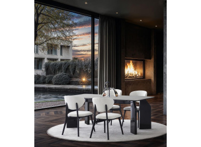 Esstisch 4 Stühle Set Modern Schwarz Weiß Elegant Essgruppe Kombi