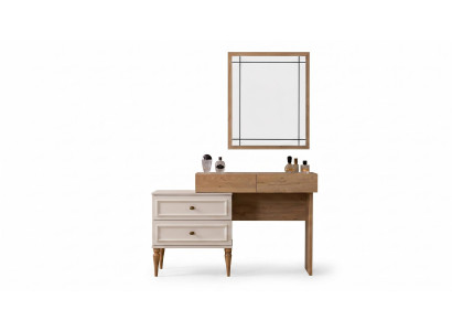 Schminktisch mit Spiegel Modern Beige Elegante Schminkkommode