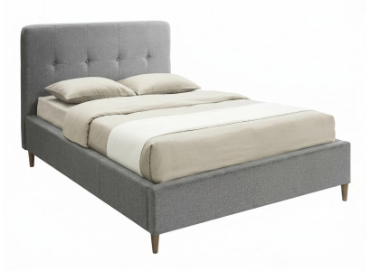 Graues Bett 140 × 200 Bettrahmen Stoffbett Minimalistisches Bett Schlafzimmer