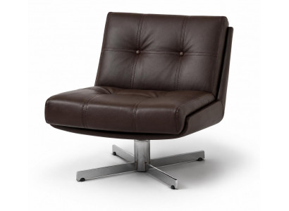 Sessel Chesterfield Braun Leder Metall Kreuzbasis Bequem Stilvoll