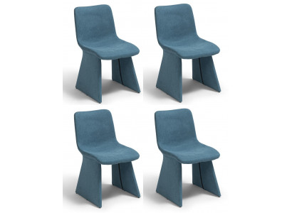 Stuhl Set Modernes Design Blau Textil Stoff Stabil Ergonomisch Bequem