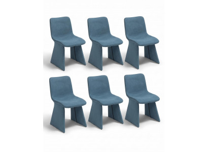 Stühle Gruppe Modernes Design Blau Textil Bezugsstoff Komfortabel