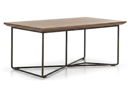 Designer Couchtisch Geometrischem Schwarzem Metallgestell Holzplatte