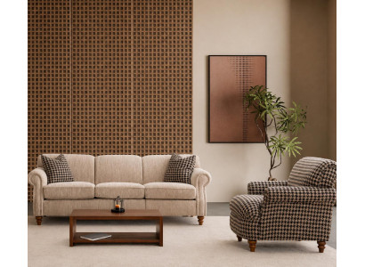 Beiges Sofa set 3-Sitzer Sofa 2-Sitzer Sofa Sessel Wohnzimmer modern