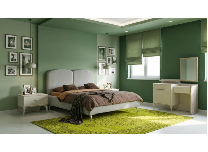Schlafzimmer-Set Bett Kopfteil 2x Nachttische Kommode Modern Weiß