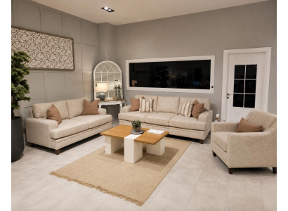 Beiges stilvolles Sofa set 3-Sitzer Sofa 2-Sitzer Sofa Sessel Wohnzimmer Modern