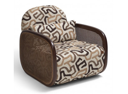 Sessel Modernes Design Beige Stoff Holz Komfortabel Bequem Elegant