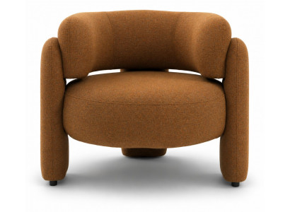 Sessel Design Orange Stoff Skulptural Rund Zeitlos Edel Komfort