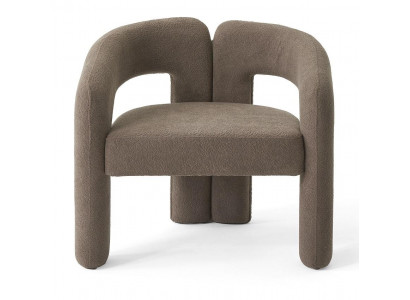 Sessel Moderne Design Braun Stoff Rund Skulptural Weich Zeitlos Edel